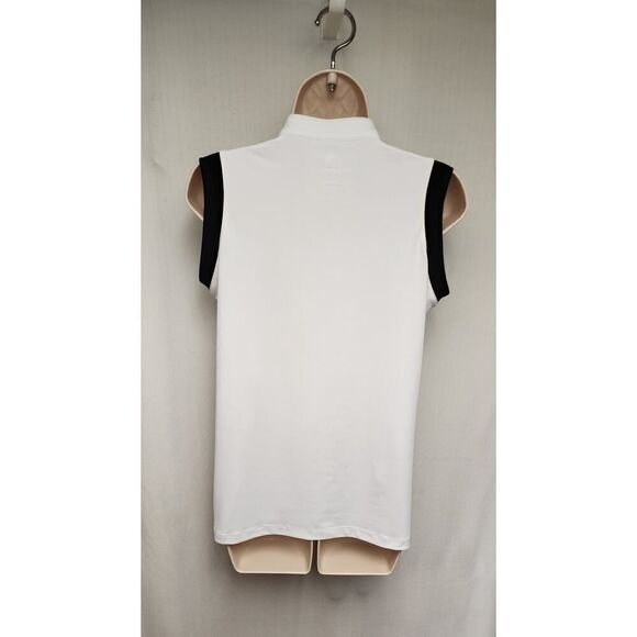 KATE LORD COLLECTION SLEEVELESS GOLF POLO TOP BLACK/WHITE SIZE M - Picture 5 of 7